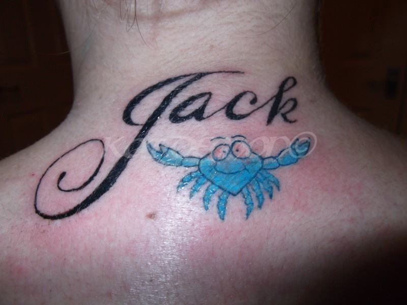 Jack name and crab tattoo